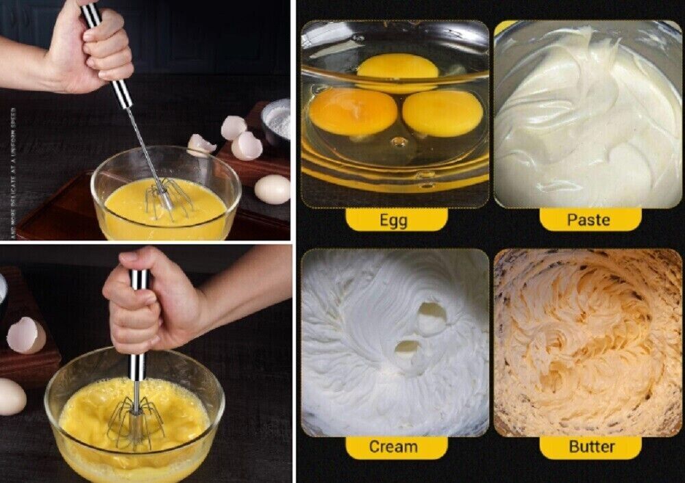 Hand Push Rotary Whisk Blender Versatile Milk Frother Mixer Stirrer Kitchen Tool