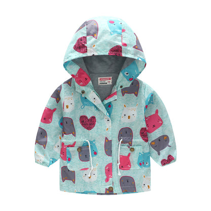 Spring And Autumn Thin Hooded Baby Cute Zipper Sweater Children's Jacket