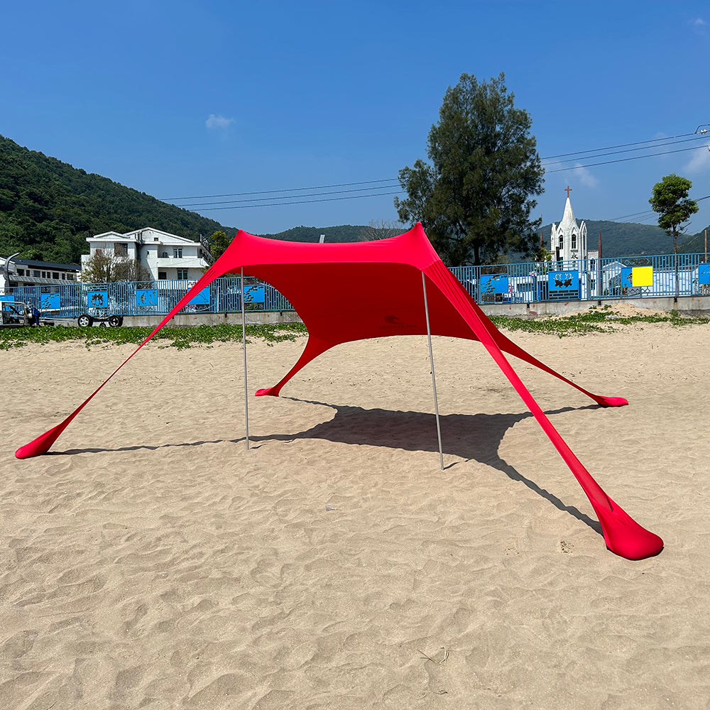 Outdoor Beach Tent Sun Shelter Camping Shades Tents Windproof One-piece Beach Canopy Tents UPF50+ Portable Family Tent