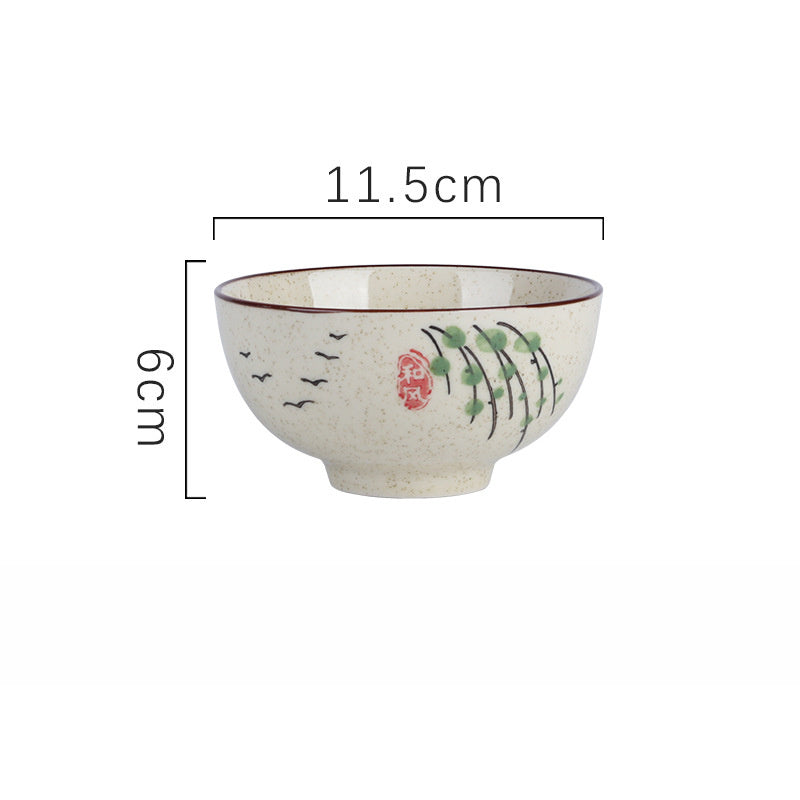 Household Underglaze Hand Painted Ceramic Rice Bowl