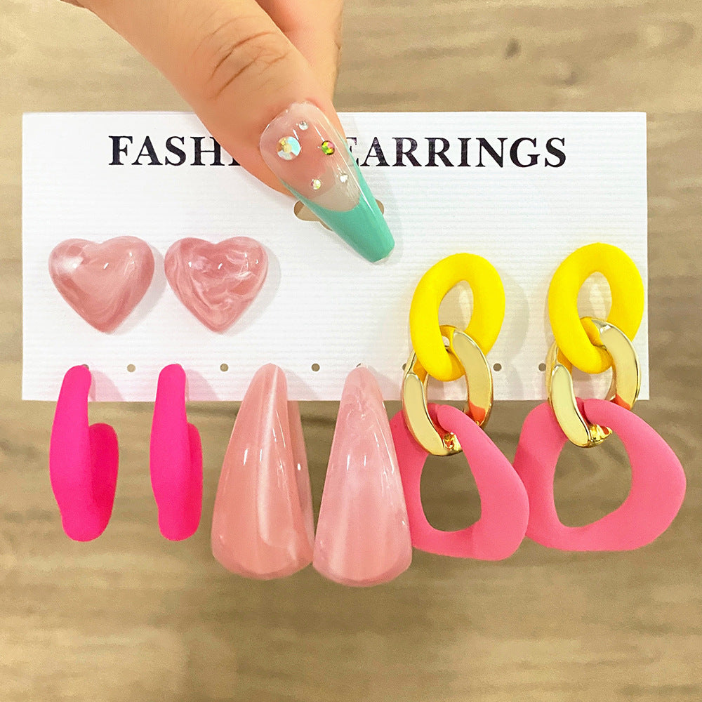 Women's Exaggerated Resin Ring Earrings