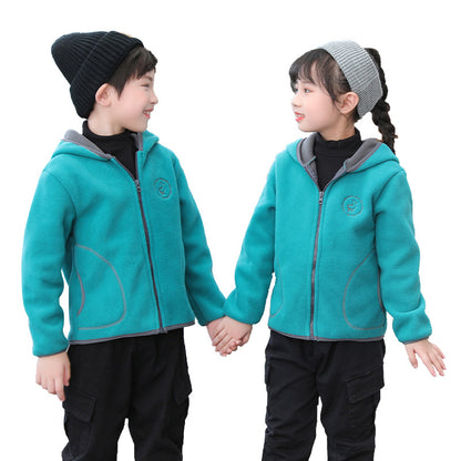 Children's Clothing Set Polar Fleece Cardigan Hooded Sweater