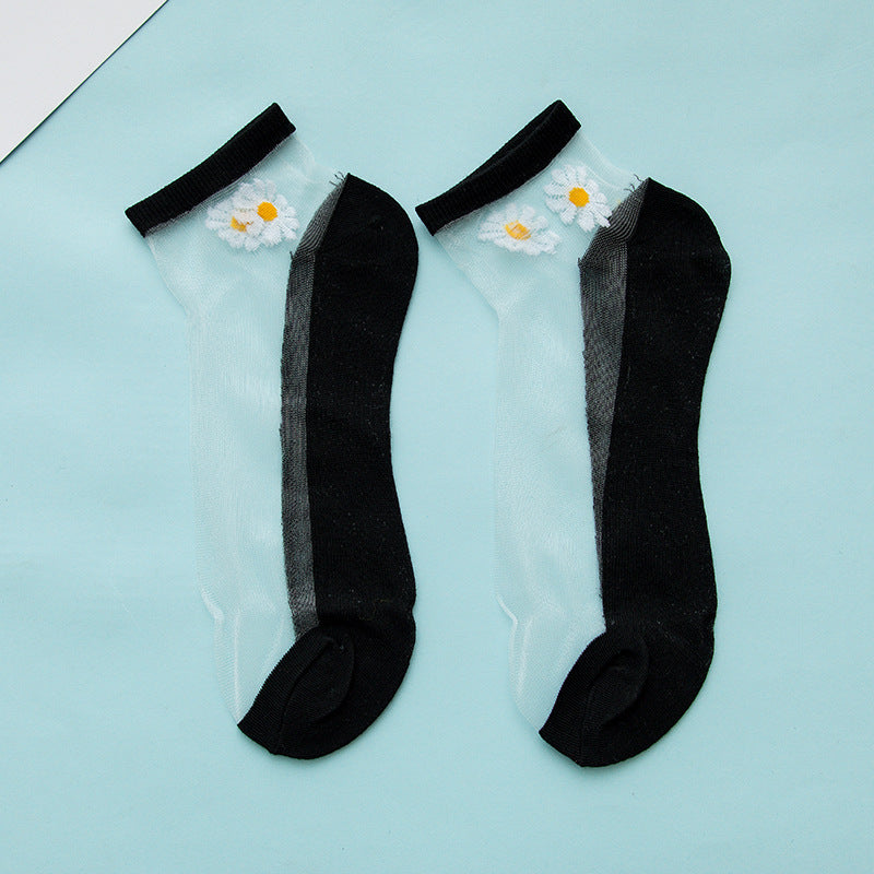 Women's Low-cut Liners Transparent Spun Glass Thin Socks