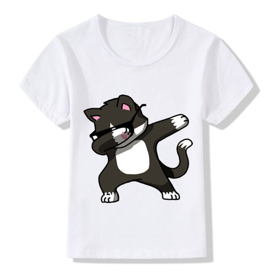 Printed Children's Wear Girls Round Neck Short Sleeves