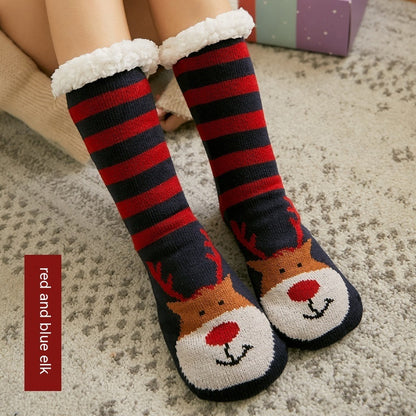 Winter Warm Non-slip Mid-calf Home Fleece-lined Thickened Room Socks Coral Fleece Sleeping