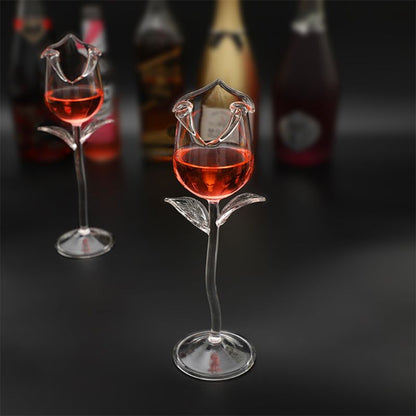 Fancy Red Wine Goblet Wine Cocktail Glasses 100ml Rose Flower Shape Wine Glass Party Barware Drinkware