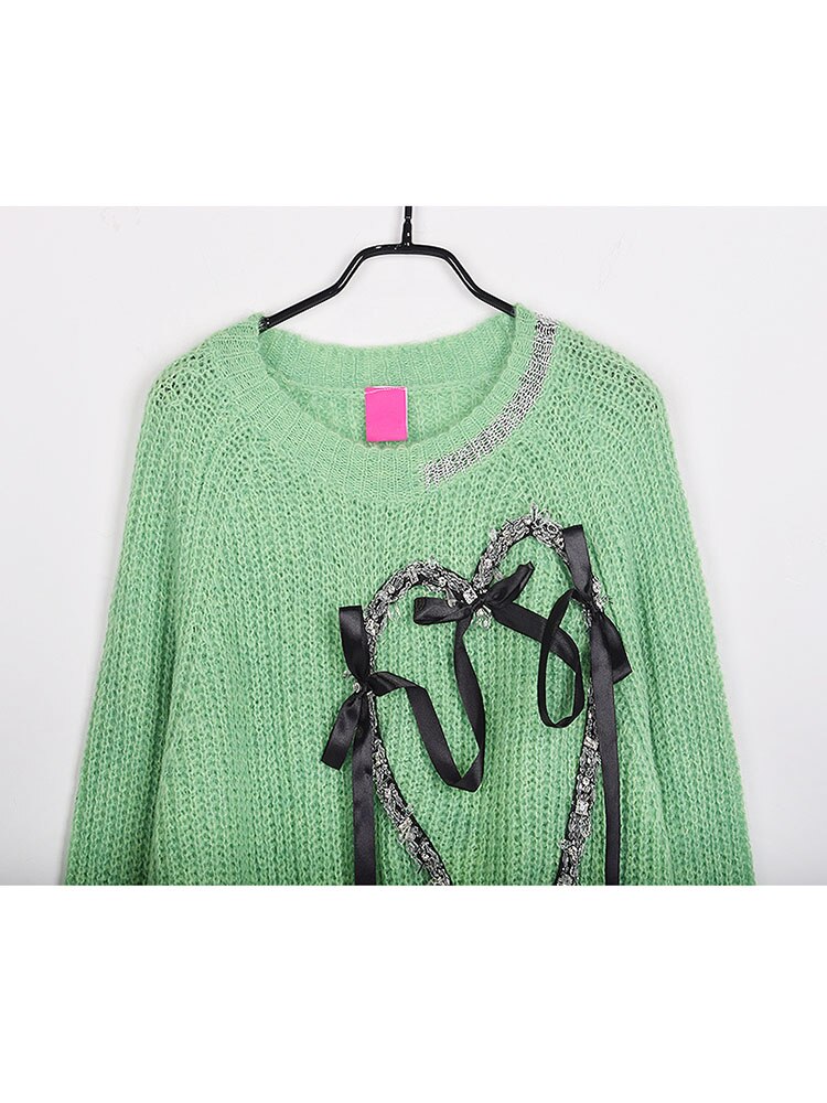 Autumn New Knitted Round Neck Plus Fat Commuter Solid Color Lantern Sleeve Sweater Female