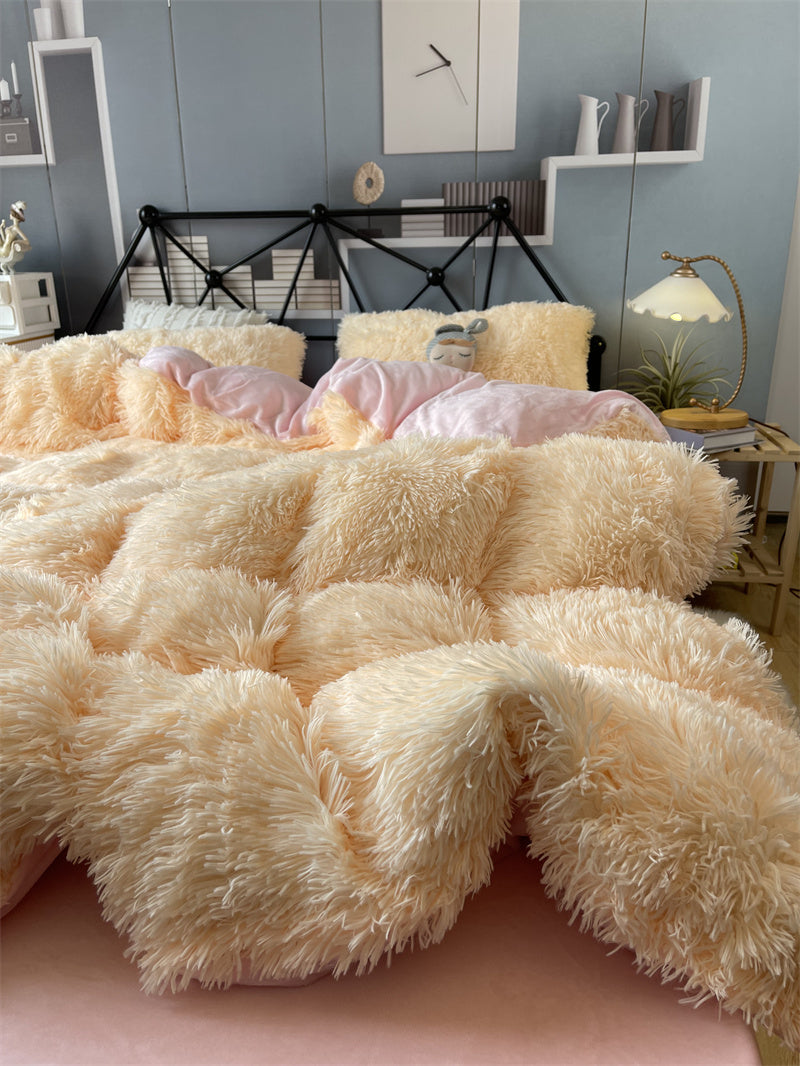 Winter Thickened Mink Velvet Bed Four Piece Set