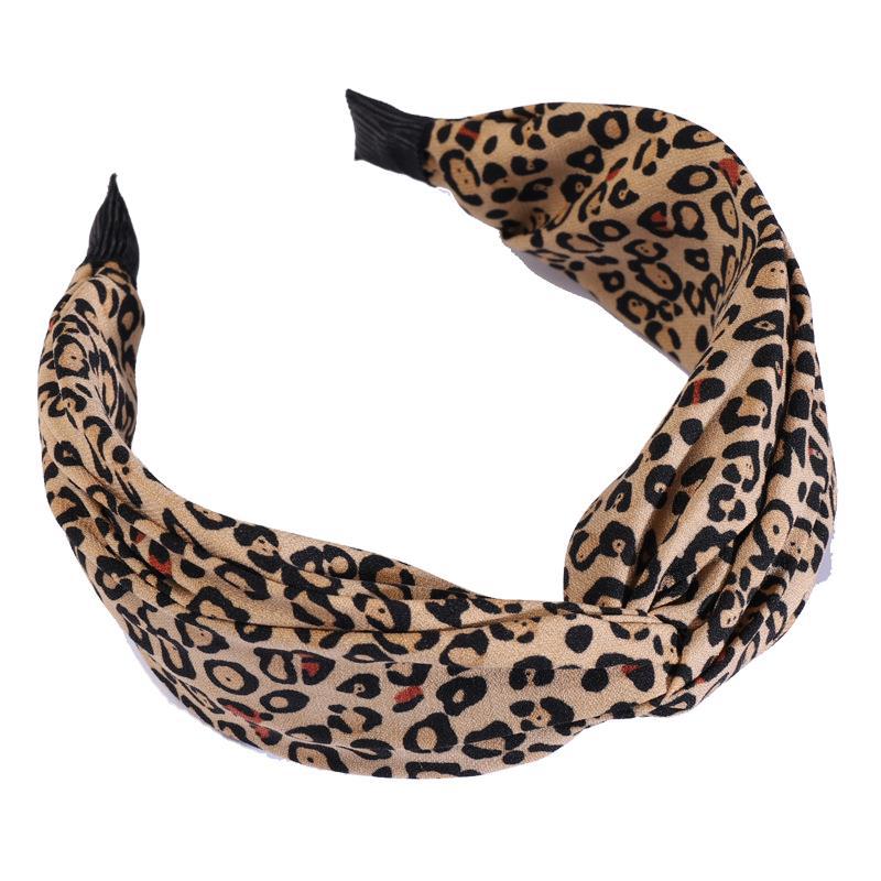 Leopard Print Black And White Nod Hoop Crossover Headband