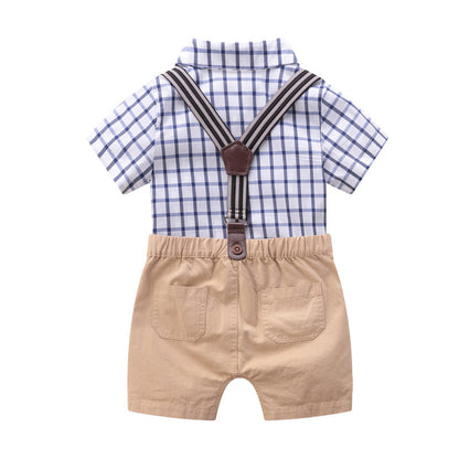 Summer gentleman suit short-sleeved baby clothes