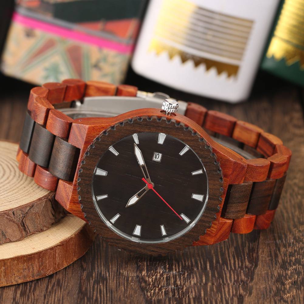 Wood quartz watch