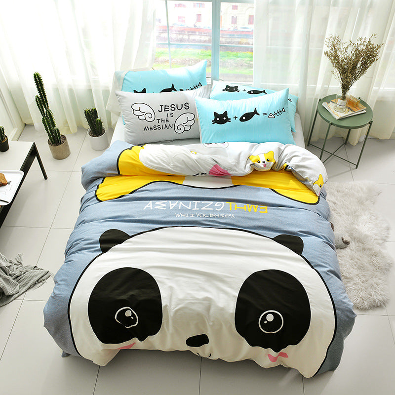 Cartoon four-piece cotton duvet cover