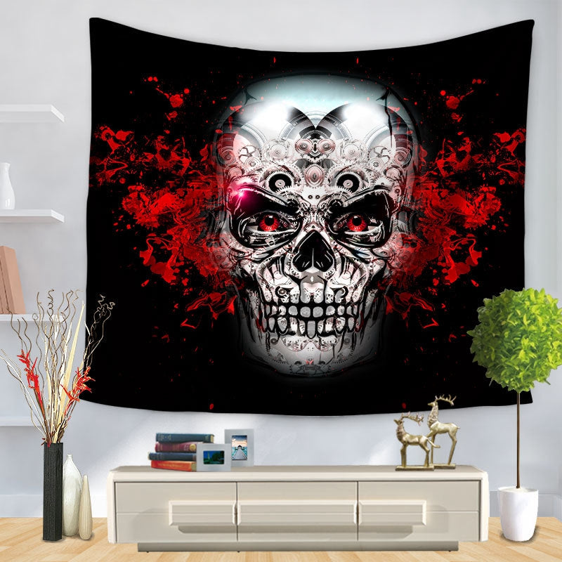 Skull Halloween digital print tapestry hung tablecloth beach towel