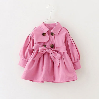 Double-breasted button trench coat belt trench coat skirt