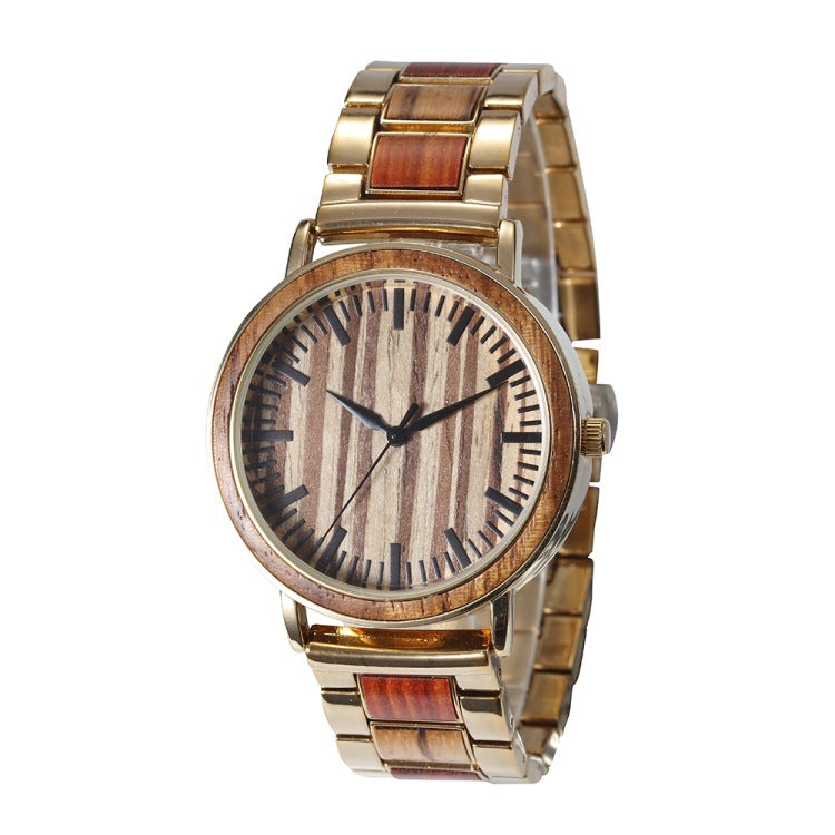 Waterproof Steel Chamber Wood Business Quartz Watch