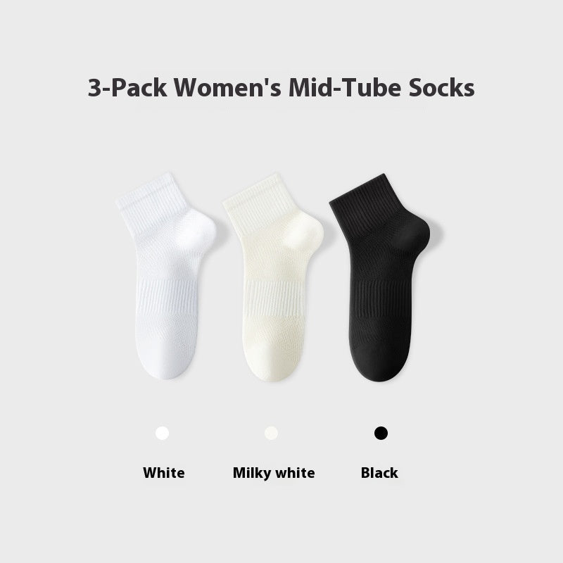 Pure Cotton Summer Antibacterial Breathable Mid-calf Socks Tight