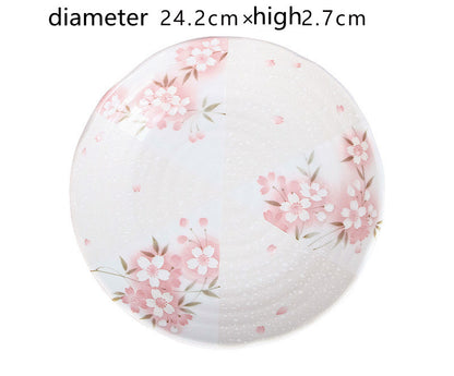 Mino-yaki Japan imported cherry blossom ceramic tableware rice bowl household Japanese dishes plate steamed fish soup plate