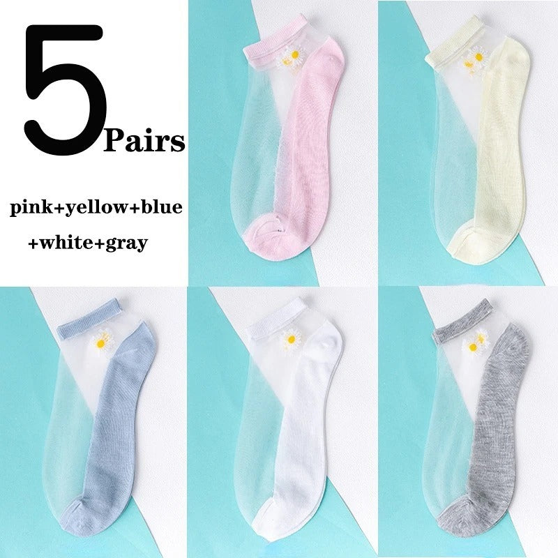 Women's Low-cut Liners Transparent Spun Glass Thin Socks