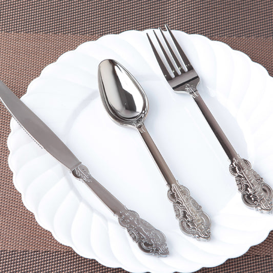 10 Disposable Plastic Electroplated Silver Cutlery Cutlery