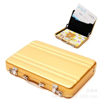 Creative password safe shape aluminum business card holder mini suitcase business card holder white collar office company gifts