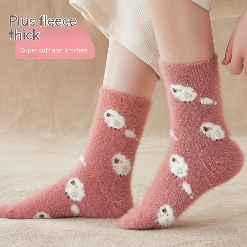 Mink Velvet Socks Women's Winter Coral Velvet