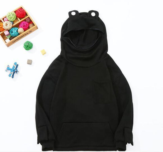 Explosion Style Children's  Solid Color Hooded Frog Sweater