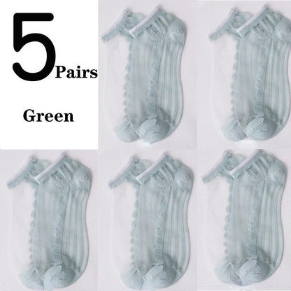 Women's Low-cut Liners Transparent Spun Glass Thin Socks