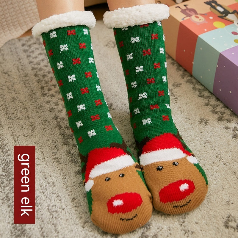 Winter Warm Non-slip Mid-calf Home Fleece-lined Thickened Room Socks Coral Fleece Sleeping