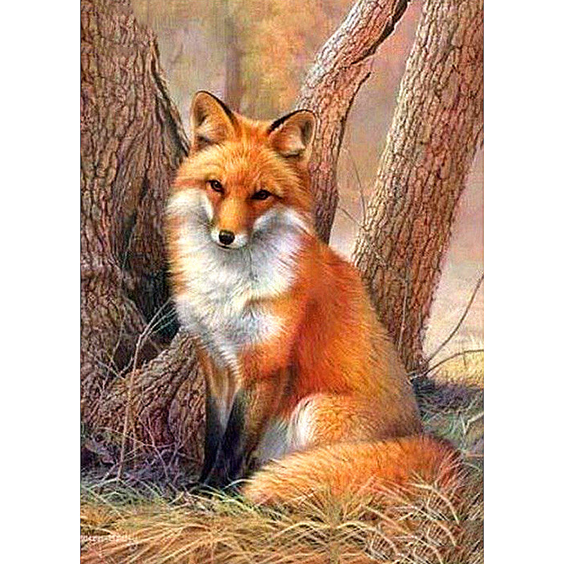 5D Round Square Diamond Painting, Fox Animal Cross Stitch Embroidery