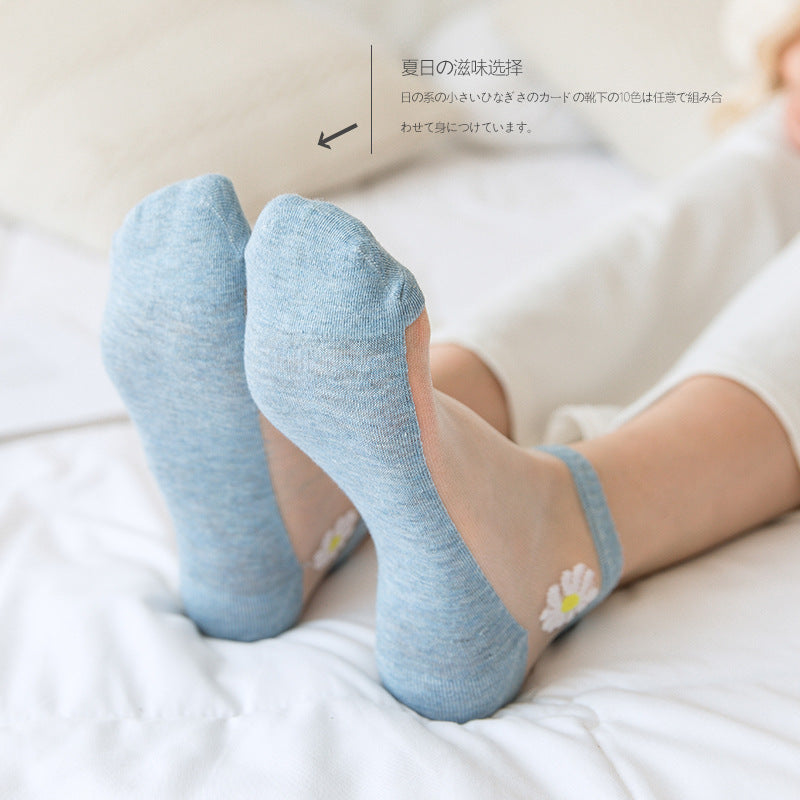 Women's Low-cut Liners Transparent Spun Glass Thin Socks