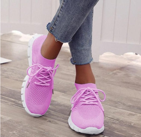 Women's Breathable Sneaker High-cut Lace-up Platform Casual Shoes