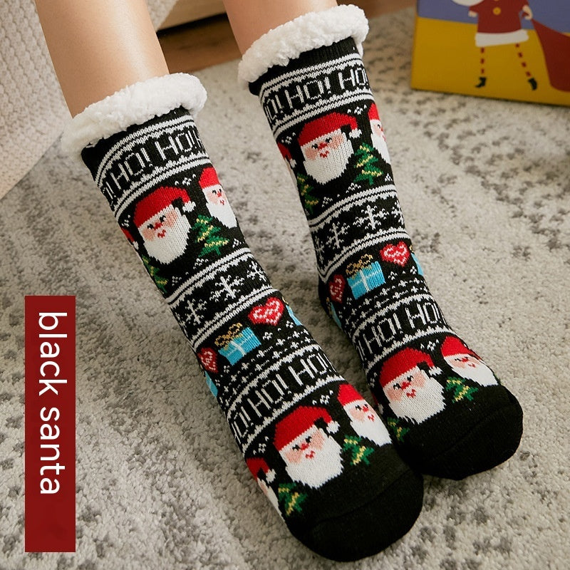 Winter Warm Non-slip Mid-calf Home Fleece-lined Thickened Room Socks Coral Fleece Sleeping