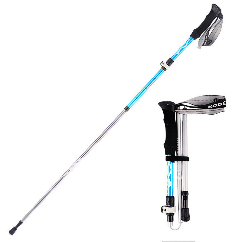 Outdoor folding trekking pole aluminum alloy 5-section outer lock and portable