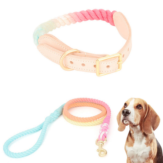 Dog Collar Traction Rope Cotton Rope Hand-knitted Single Head Traction Rope Dog Rope Pet Supplies
