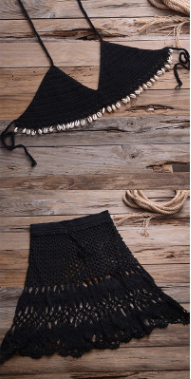 Hand-knitted beach split bikini