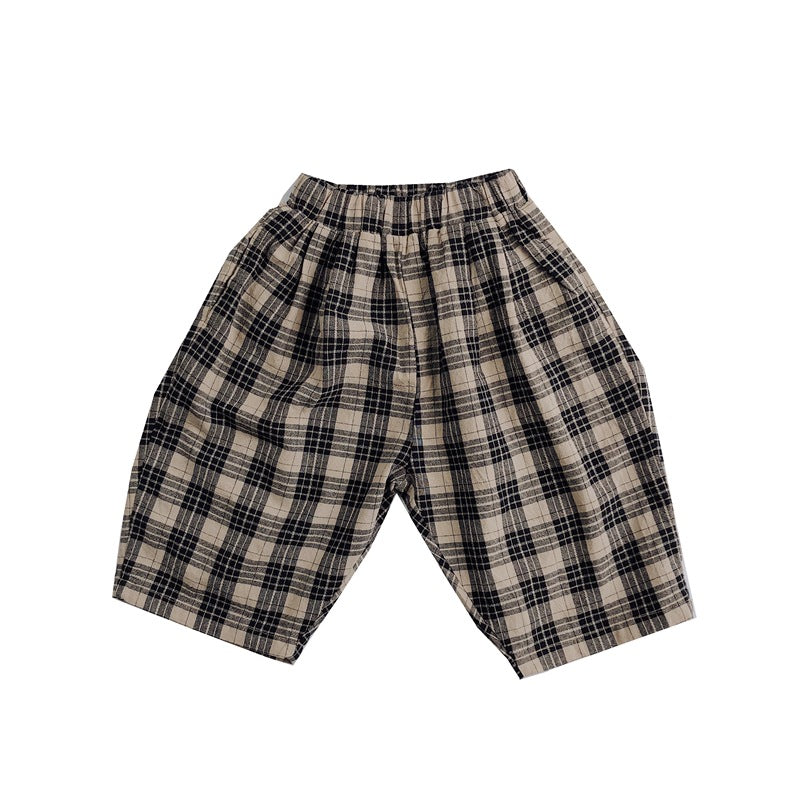 Korean Kids Children's Plaid Carrot Pants