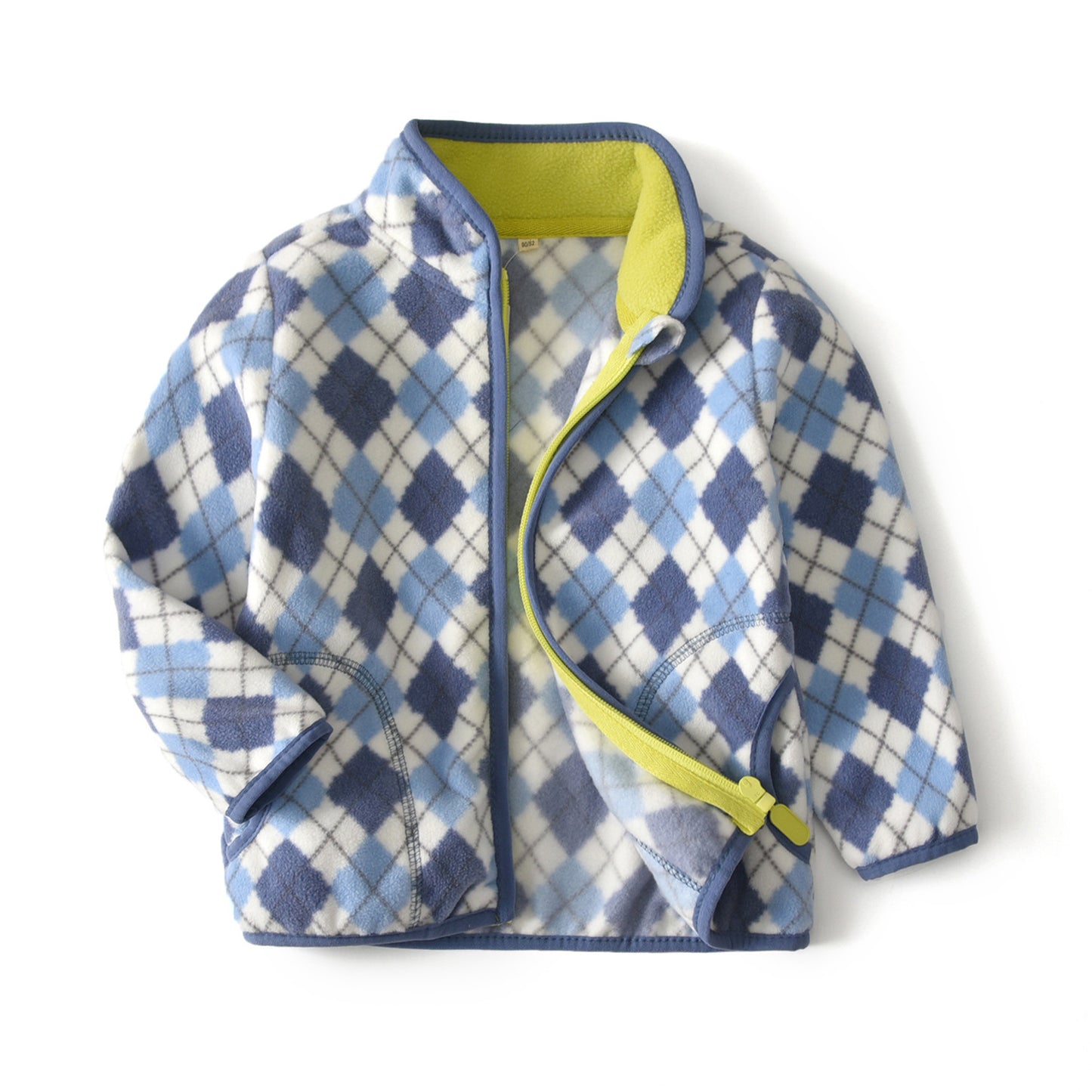 Boys' Polar Fleece Jacket Diamond Print Zip Top