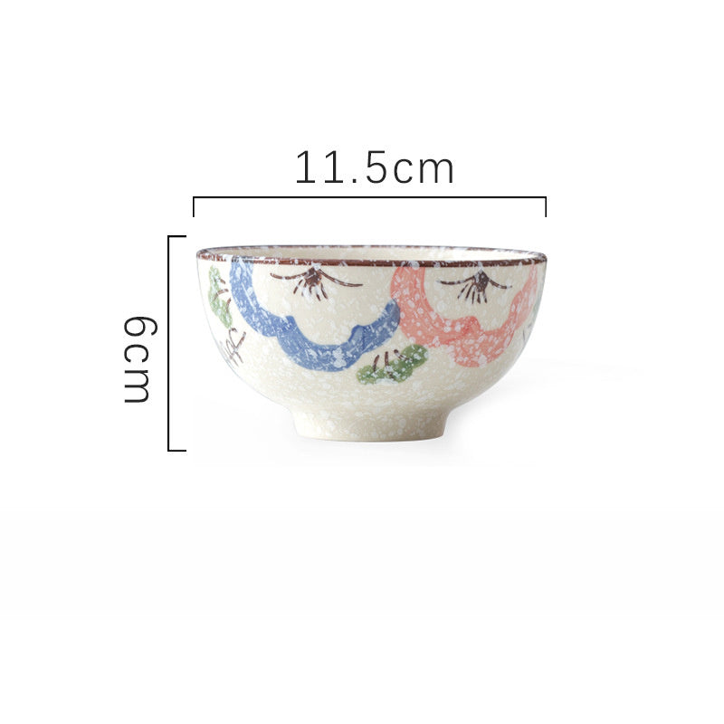 Household Underglaze Hand Painted Ceramic Rice Bowl