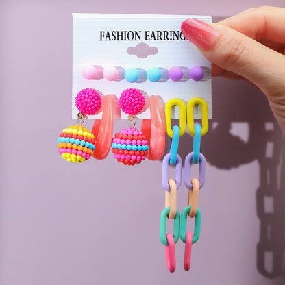 Women's Exaggerated Resin Ring Earrings