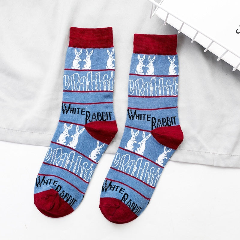 Socks Trendy Tube White Rabbit High-top Cotton Socks