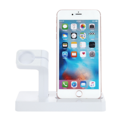 Compatible with Apple, Compatible with Apple , 2 In 1 Charging Dock Station Desktop Cradle Phone Stand for iPhone X 8 7 Plus 6S 5 5S SE for Iphone Watch I II III Charger Holder