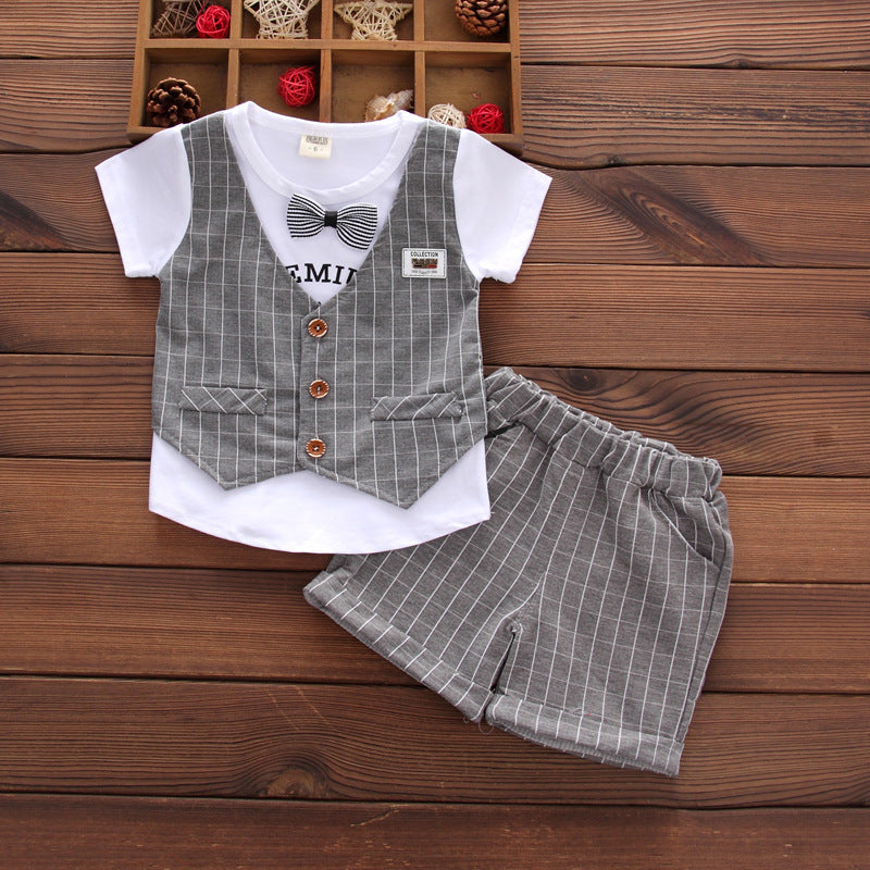 Two-piece baby boy short sleeve vest