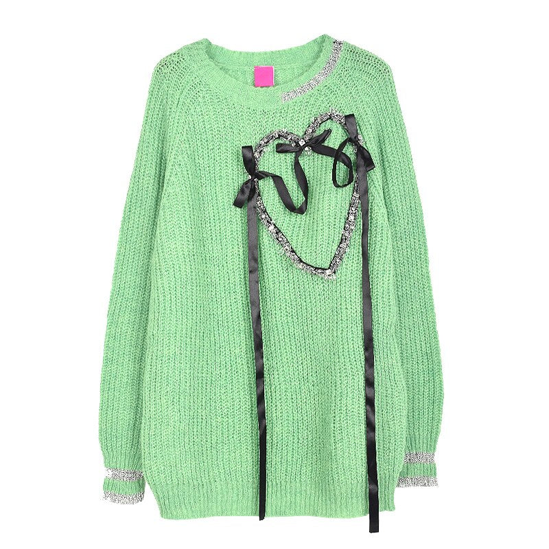 Autumn New Knitted Round Neck Plus Fat Commuter Solid Color Lantern Sleeve Sweater Female