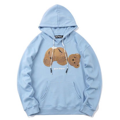 High Street Fashion Brand Cartoon Bear Men's Loose Hooded Kangaroo Pocket Hoodie