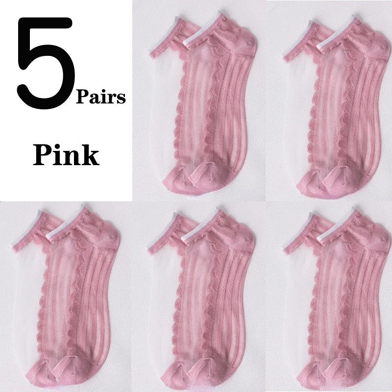 Women's Low-cut Liners Transparent Spun Glass Thin Socks