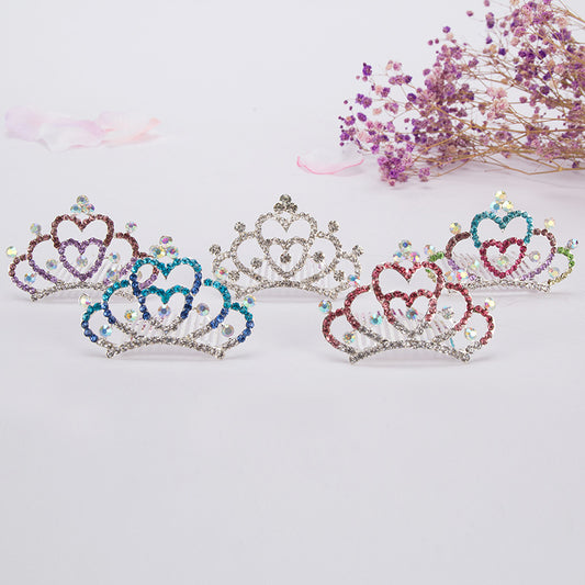 Children's hair comb with diamond crown