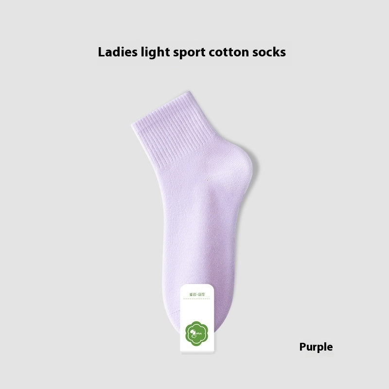 Summer Thin Women's Pure Cotton Deodorant Sweat Absorbing Sports Anti-Pilling Boneless Tube Socks