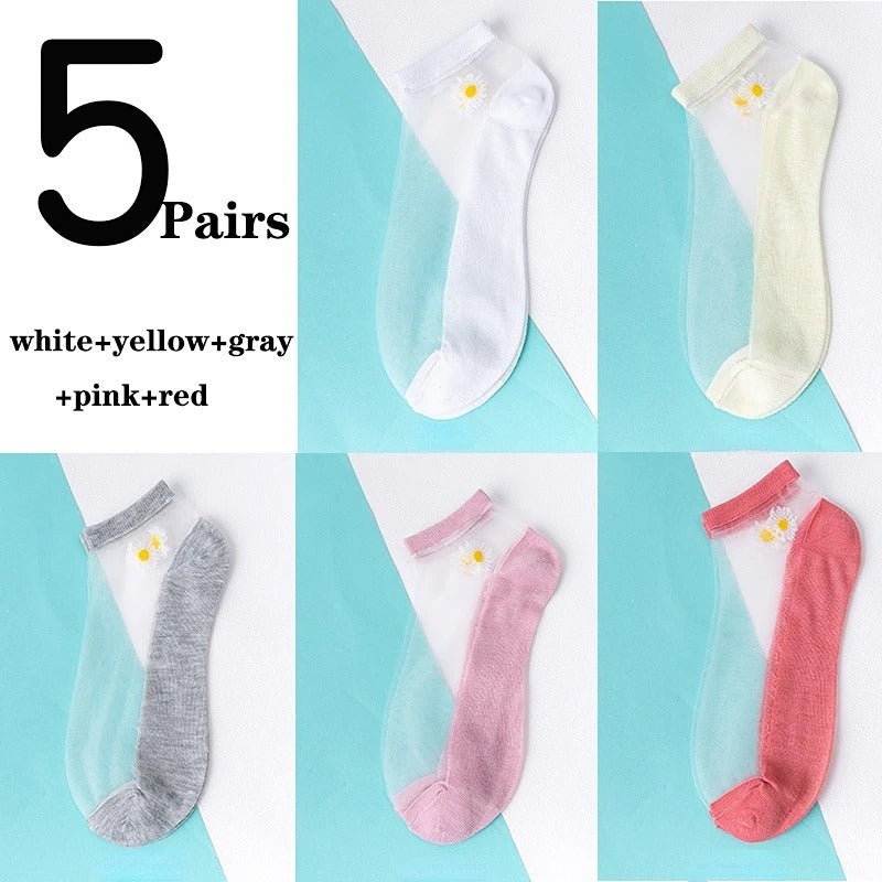 Women's Low-cut Liners Transparent Spun Glass Thin Socks