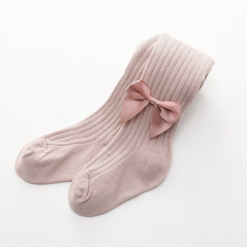 Children's socks with solid bow