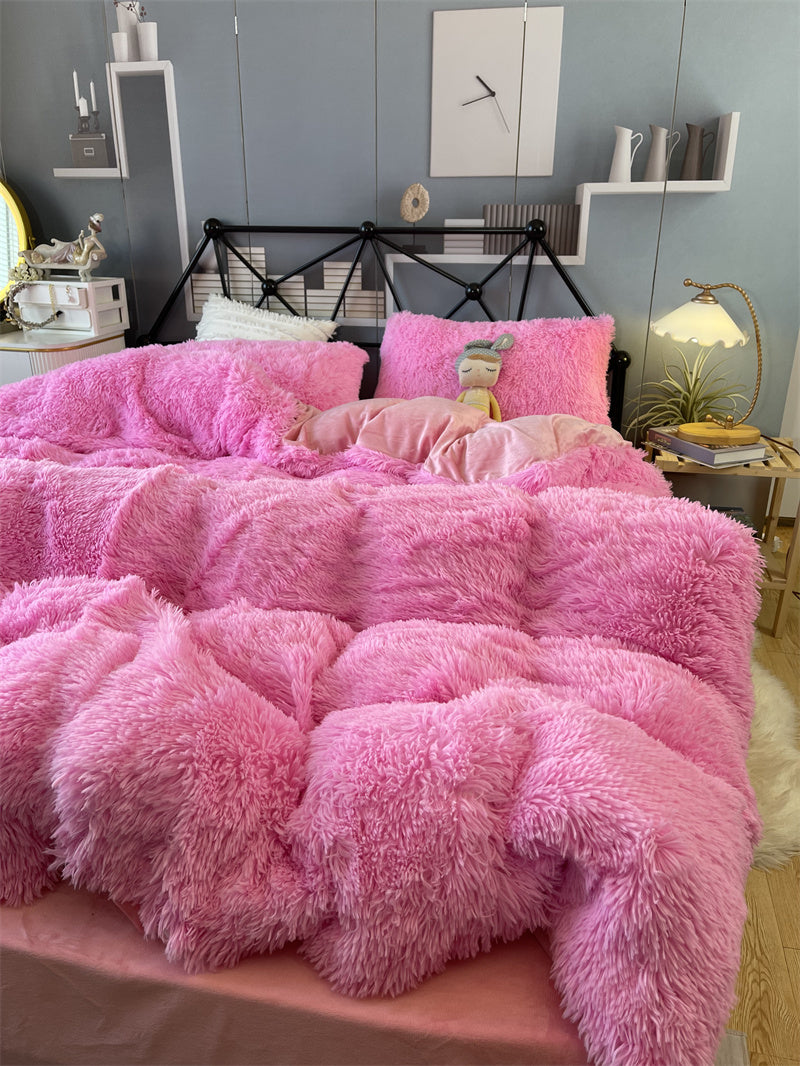 Winter Thickened Mink Velvet Bed Four Piece Set